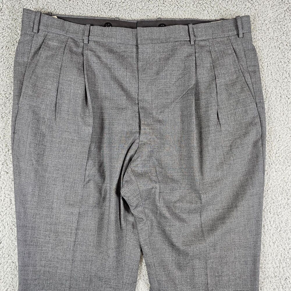 Tom James Pants Mens 42x29 Gray Wool Pleated Cuffed Dress Trouser Slacks